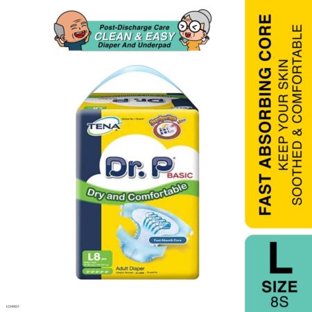 Dr.P Basic Adult Diaper L 8's | Dry and Comfortable