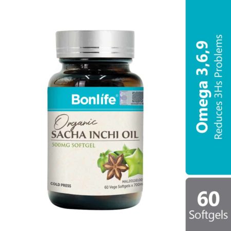 Bonlife Organic Sacha Inchi Omega 3,6,9 Vege Capsules 500mg 60s | Reduce 3 High's Problem