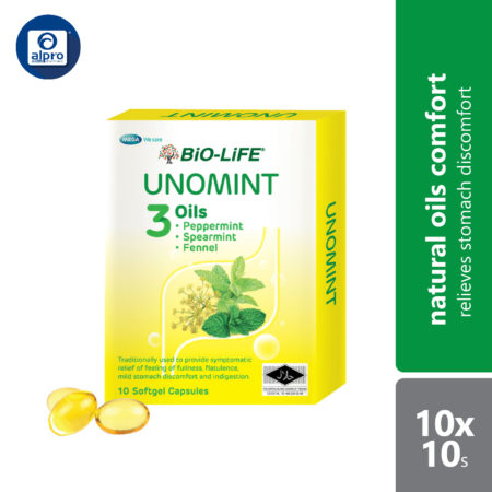 Bio-life Unomint 10x10s | Relief Of Feeling Of Fullness, Flatulence, Mild Stomach Discomfort And Indigestion.