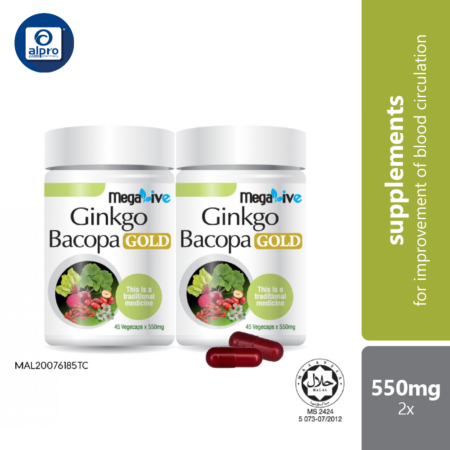 Megalive Ginkgo Bacopa Plus Gold 2x45s | Blood Circulation / Cognitive Function