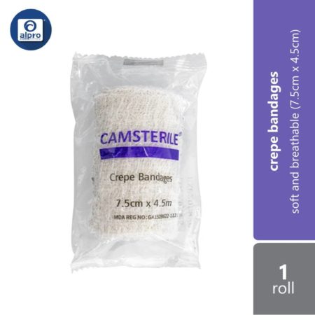 Camsterile Cotton Crepe Bandage (7.5cm×4.5m/ 10cm×4.5m) | Soft Breathable Cotton and Excellent Elasticity