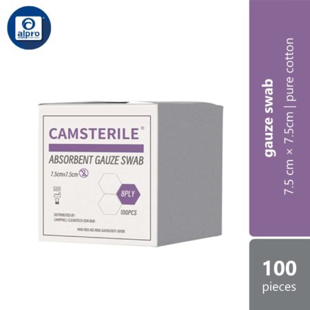 Camsterile 8ply Cotton Gauze Swab (7.5cm×7.5cm/ 10cm×10cm) | Absorbent Pure Cotton