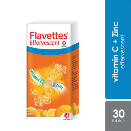 Flavettes Effervescent Vitamin C+Zinc (Orange) 30s | For Adult