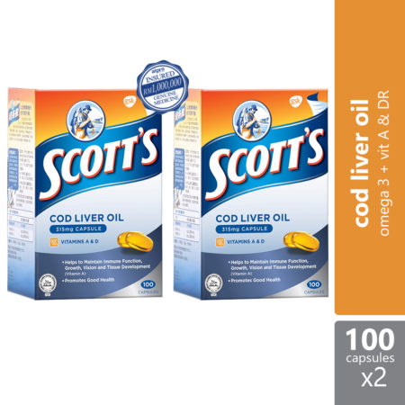 Scotts Pure Cod Liver Oil 2x100s | Immunity