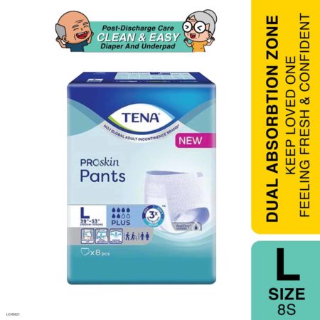 Tena Pants Plus L 8's | Triple Protection