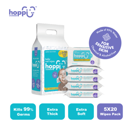 Hoppi Baby Wet Wipes 20 Sheets 5s