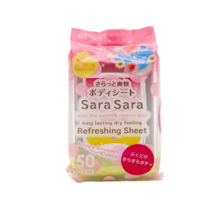 Sugi S Select Sara Sara Smooth & Refreshing Sheet (Happy Bouquet & Soap) | Sweat Wipes & Odor Remover