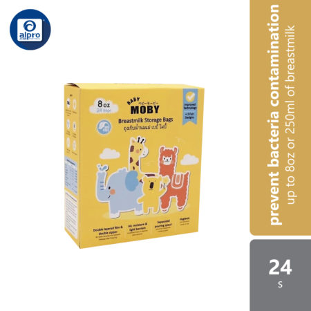 Baby Moby Breastmilk Storage Bags 8OZ 24s Animal | Hygienic Pre-Seal Top