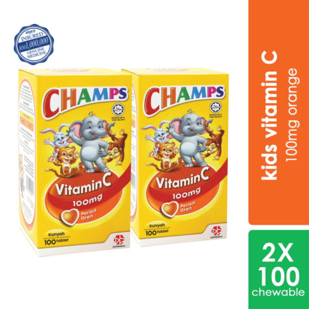 Champs C 100mg Orange 2x100s | Kids Vitamin C