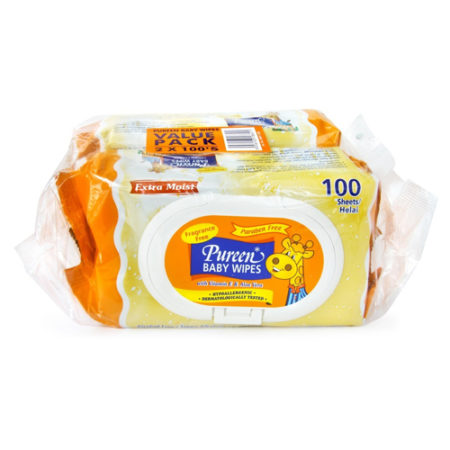 Pureen Baby Wipes Fragrance Free (2 X 100's) [value Pack]