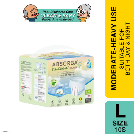 Absorba Nateen Super Adult Pants L 10's | High Absorbency & Comfortable