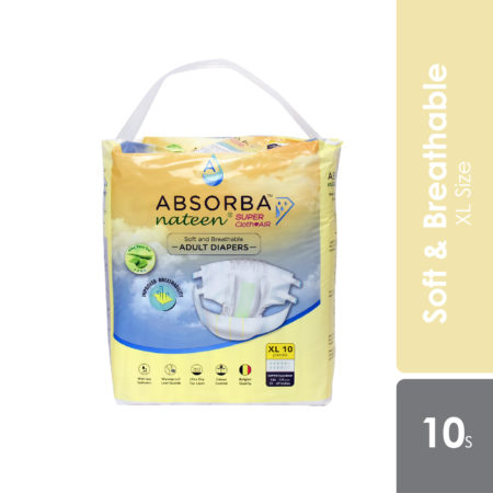 Absorba Nateen Super - Clothair Adult Diapers (XL) 10s