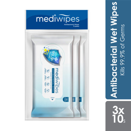 Antibacterial Wet Wipes | Mediwipes Travel Pack 3x10s