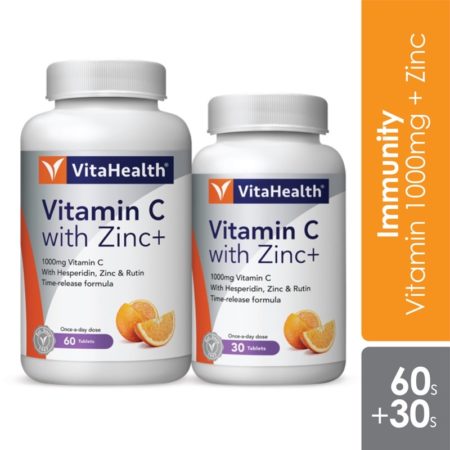 Vitahealth Vitamin C 1000mg With Zinc 60s+30s | For Adult