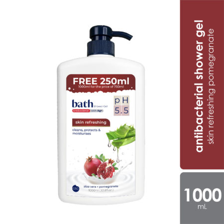 Bath Skin Refreshing Antibacterial Pomegranate Shower Gel 1000ml | Supports the Skin Protective Barries