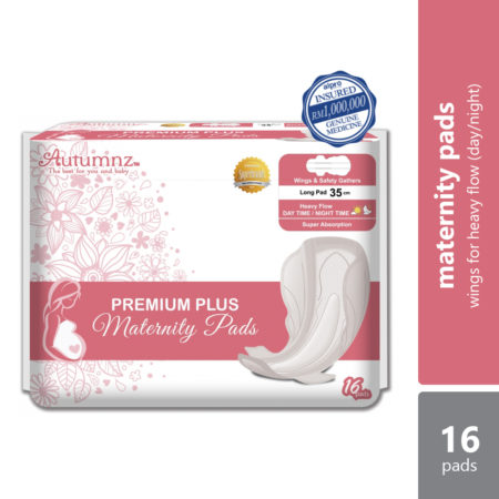 Autumnz Premium Plus Maternity Pads 35cm 16s | Suitable For Heavy Flow Day & Night Time