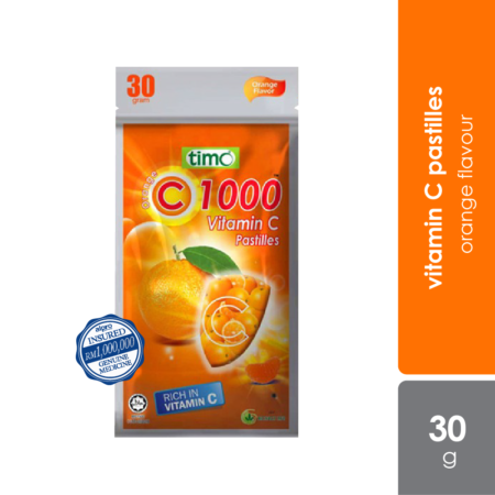 Timo Vitamin C 1000mg Pastilles 30g | Orange Flavour