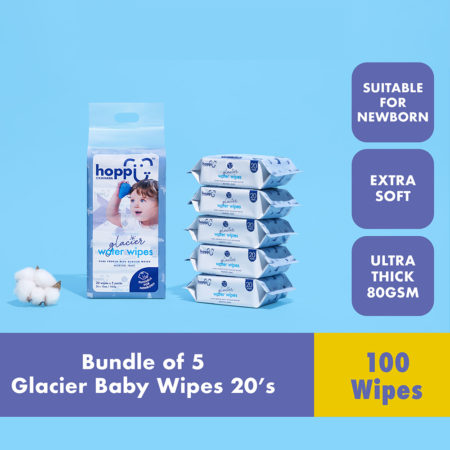 Hoppi Glacier Water Wipes 20's X 5s