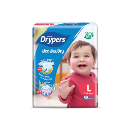 Drypers Wee Wee Dry Mega (L) 58s [Expiry 02/25]