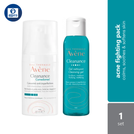 Avene Acne Fighting Set Bundle (Comedomed 30ml + Cleansing Gel Cleanser 100ml)