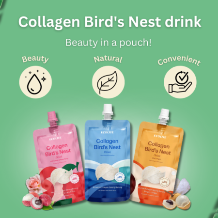 Ecolite Collagen Bird's Nest Drink 200ml | Lychee & Rose Syrup / Longan