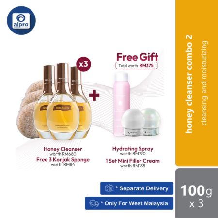 Berlanco Timeless Cleansing Honey Combo 2 | 3x Honey Cleansing Free 3 Konjak Sponge