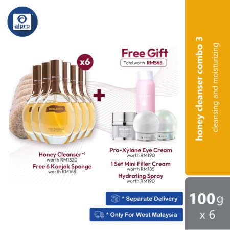 Berlanco Timeless Cleansing Honey Combo 3 | 6x Honey Cleansing Free 6 Konjak Sponge