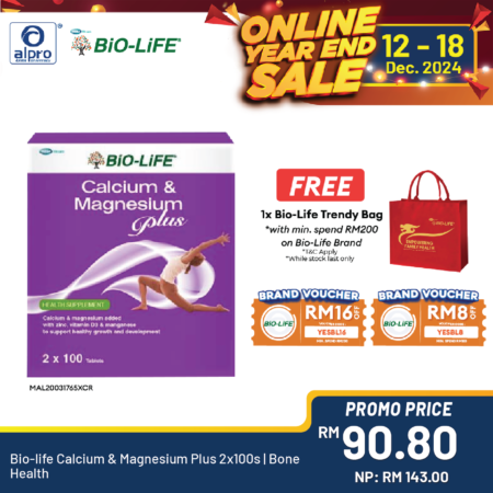 Bio-life Calcium & Magnesium Plus 2x100s | Bone Health