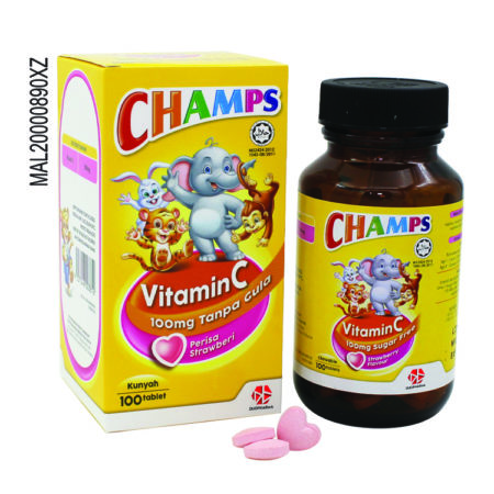 Champs C 100mg Sugar Free Strawberry 100s | Kids Vitamin C