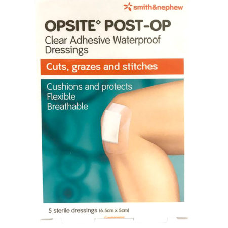 S&n Opsite Post-op Clear Adhensive Waterproof Dressings 6.5cmx5cm 5s