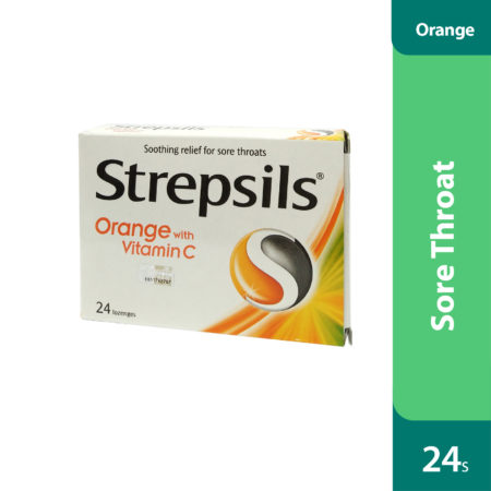 Strepsils Vitamin C-100 Lozenges (Orange Flavour) 24s | Soothing Relief For Sore Throat