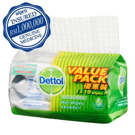 Dettol Anti-bacterial Wipes Value Pack 3x10s