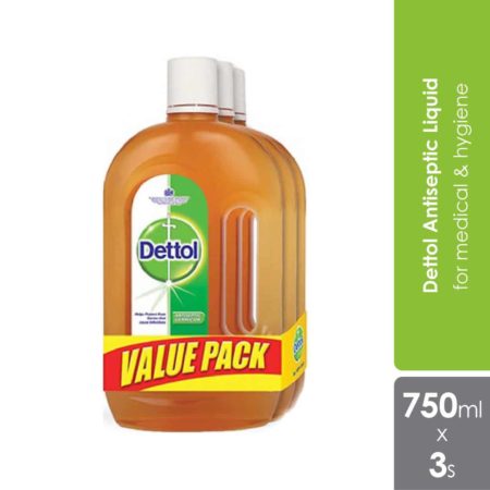 Dettol Antiseptic Liquid 750ml 3s | For Medical & Hygiene