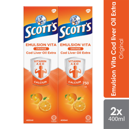 Scotts Emulsion Cod Liver Oil Orange 2x400ml | Boost Immune System