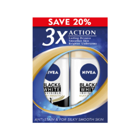 Nivea (f) Black & White Invisible Roll On 50ml 2s