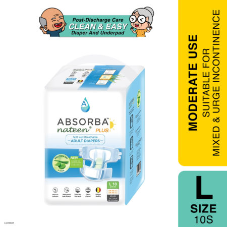 Absorba Nateen Plus Adult Diapers L 10's | Premium Quality