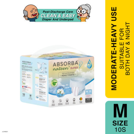 Absorba Nateen Super Adult Pants M 10's | High Absorbency & Comfortable