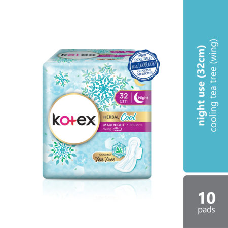 Kotex Herbal Cool Maxi Night Wing 32cm 10s | For Night Use