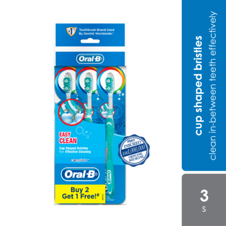 Oral B Complete Easy Clean Medium Adult Toothbrush 2s Free 1s | Clean in-Between Teeth Effectively