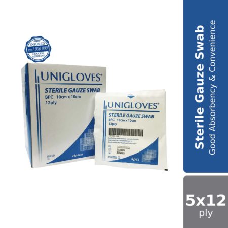 Unigloves Sterile Gauze Swab 7.5cmx7.5cm 5x12ply 25s