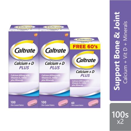 Caltrate 600 Plus Contains Calcium 2x100s FREE 60s | Bone Health