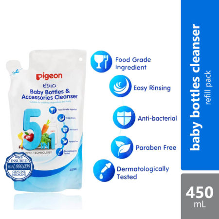 Pigeon Baby Bottle & Accessories Cleanser Refill 450ml | Kill 99.99% of Bacteria