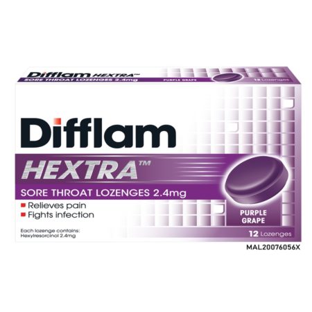 Difflam Hextra Sore Throat Lozenges Purple Grape 12s | Lozenges