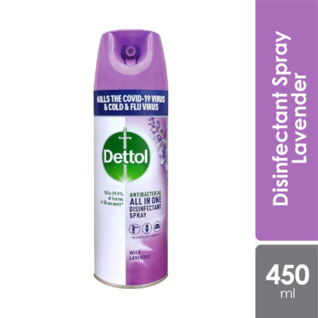 Dettol Disinfectant Spray (Lavender Breeze) 450ml | Kills 99.9% of Bacteria & Viruses