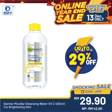 Garnier Micellar Cleansing Water Vit C 400ml | For Brightening Skin