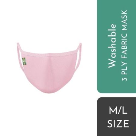 Offen 3 Ply Fabric Mask (Size M & L : Pink) | For Adult