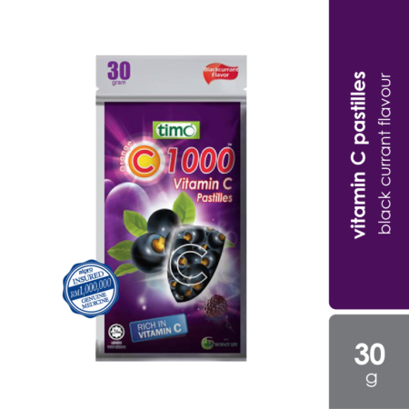 Timo Vitamin C 1000mg Pastilles 30g | Black Currant Flavour