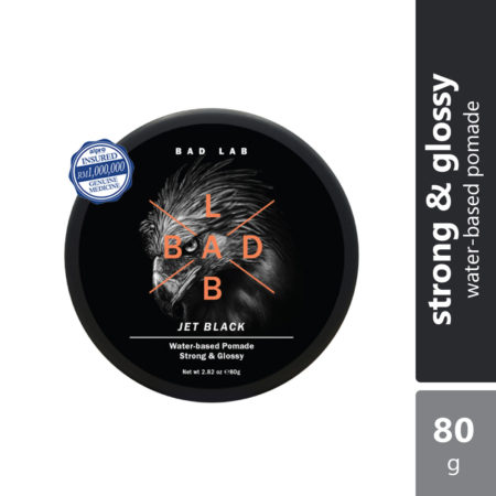 Bad Lab Water-Based Pomade, Strong & Glossy 80g | Jet Black