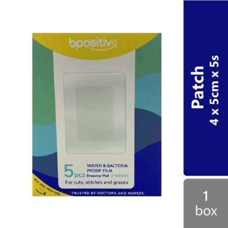 Bpositive Water & Bacteria-proof Film Dressing + Pad 4 X 5 cm 5s | For Cut, Stitches & Grazes