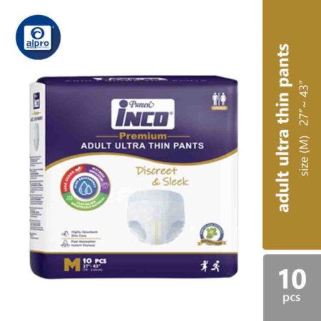 Pureen Inco Premium Adult Ultra Thin Pants | Size: M (10 Pcs/pack)